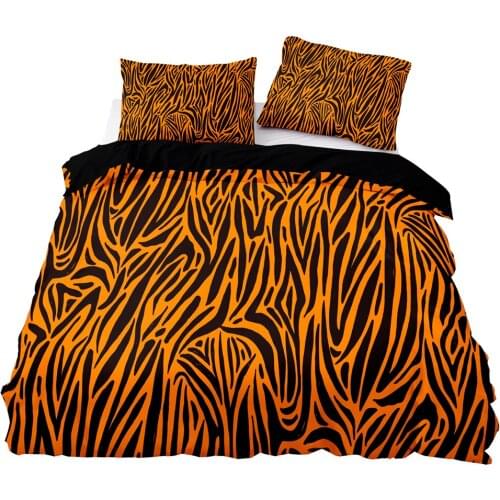 Orange Fur Texture Pattern Duvet Cover Set With Pillowcase,240x220 Quilt Cover,173×218 Blanket Cover,King Size Black Bedding Set