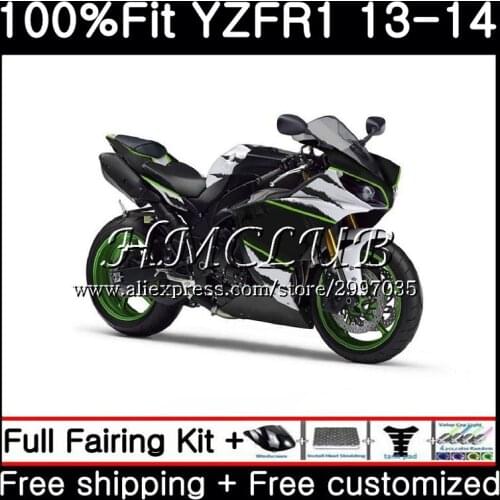 Green white Injection Body For YAMAHA YZF 1000 YZF R 1 YZF R1 2013 2014 8HC.6 YZF-1000 YZF-R1 13 YZF1000 YZFR1 13 14 Fairing