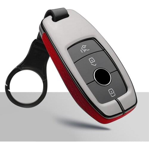 Zinc Alloy Leather Car Key Case Remote Key Cover Shell Holder For Mercedes Benz E Class E200 E260 E300 E320 Key Fob Car Styling