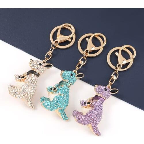 Lovely Rhinestone Kangaroo Key Chain Crystal Pendant Keyring Charm for Handbag Purse Bag Gift Drop Shipping