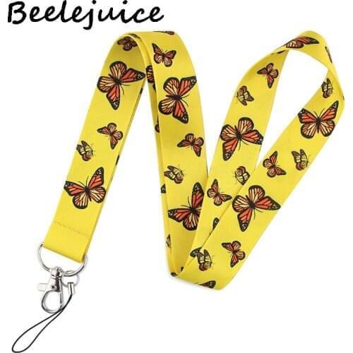 Monarch butterfly Couple Lanyard Keys Phone Holder Funny Neck Strap With Keyring ID Card DIY Animal webbings ribbons Hang Rope