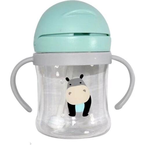 250ML Cartoon Baby Feeding Bottle Infant Children Drinking Cup Kids PP Non-spill Portable Straw Water Bottle Drinkware