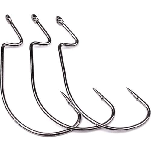 Stainless Steel Fishing Hook 1/0#-5/0# Wide Gap Worm Hook Big Fish Hook Bass Lake River Fishing 50PCS