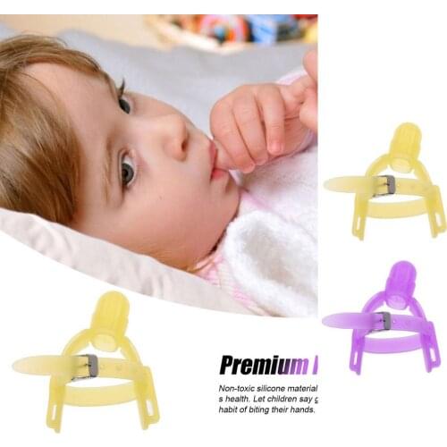 2 Colors New Arrival Nontoxic Latex-free Silicone Baby Kids Child Finger Guard Stop Thumb Sucking Wrist Band Sucking Appliance