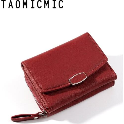 Women New Pu Leather Coin Purse Female 3 Fold Wallet Zipper Wallet Short Multifunctional Ladies Zipper Wallet