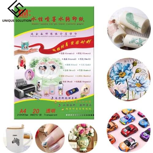 Transparent Waterslide Decal Paper for Inkjet Printer A4 Water Slide Transfer Printable Paper High Resolution DIY Design Cup