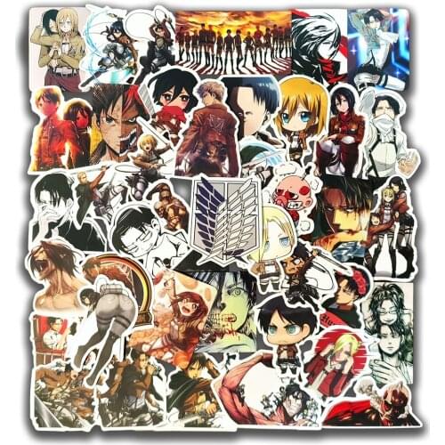 10/50pcs Anime Stickers Attack on Titan Decal for Laptop Phone Case Guitar Car Bike Kids Cool Mixed Graffiti Vinyl Sticker Bomb