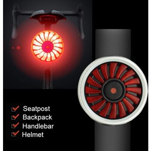 Smart Brake Bike Lights USB Rechargeable Rear Back Light Bicycle Led Taillight 5 Modes Safety Warning Cycling Helmet Lamp