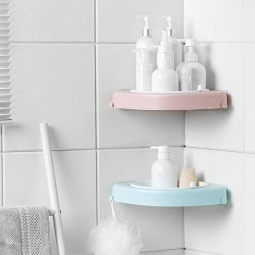 Bathroom 360 Degree Rotating Triangle Shelf Toilet Spinning Corner Organizer Holder Tray Kitchen Storage Rack