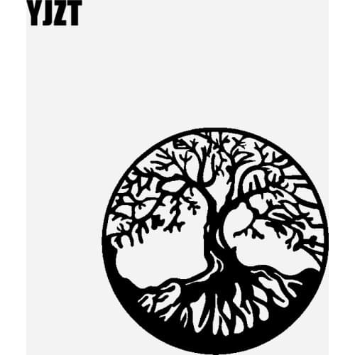 YJZT 16.2CM*16.2CM Car Sticker Vinyl Decal Tree Creative Design Decoration Black/Silver C23-0847