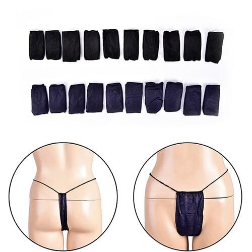 10Pcs Travel Disposable G-string Panties Underwear T-back Saloon Spa Underwear Blue/Black