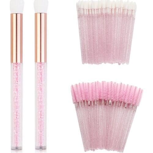 102 Pcs Pink Color Glitter Lash Shampoo Brushes,Disposable Mascara Wand,Eyelash Cleansing Brushes Disposable Lip Wand