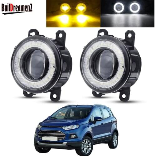 2 X Car Angel Eye Fog Light Assembly LED Lens DRL Fog Daytime Running Lamp 30W H11 12V For Ford EcoSport 2013 2014 2015 2016