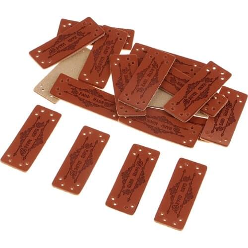 20 Pieces PU Leather Handmade Garment Label Tags DIY Sewing Craft Patches