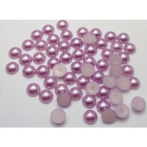 200 Purple Half Pearl Bead 10mm Flat Back Round Gems Scrapbook Craft