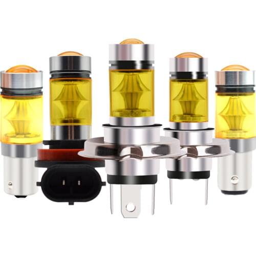 2x H4 H7 H8 HB4 H16 100W 20SMD Car Brake Led Turn Signal Reversing Lights H4 Lens Car Headlight Turn Fog Light Car Bulb Sunlight