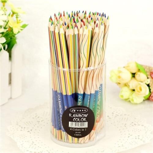36Pcs/lot 4 in 1 Rainbow Color Pencils Childrens Student School Drawing Painting Sketch Pencil Supplies
