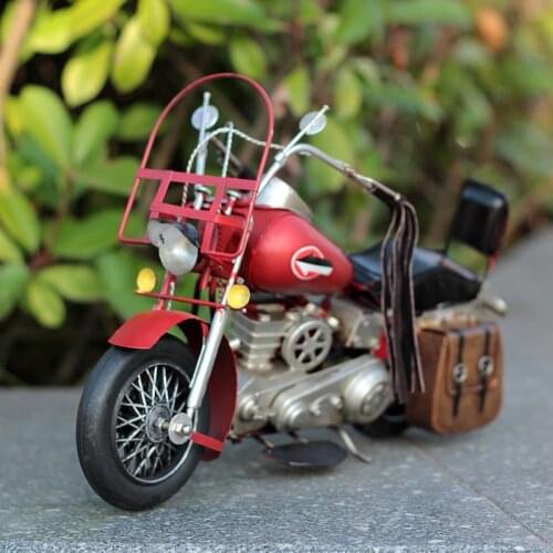 Antique Motor Figurine Motorcycle Model Photo Props Retro Wrought Metal Crafts Home Decoration Iron Arts Collection Ornaments