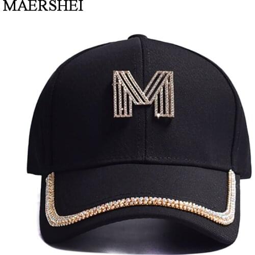 Womens Cap Rhinestone Sequin Letter M Baseball Cap Summer Girls Female Snapback Hip Hop Caps Adjustable Visor Cap