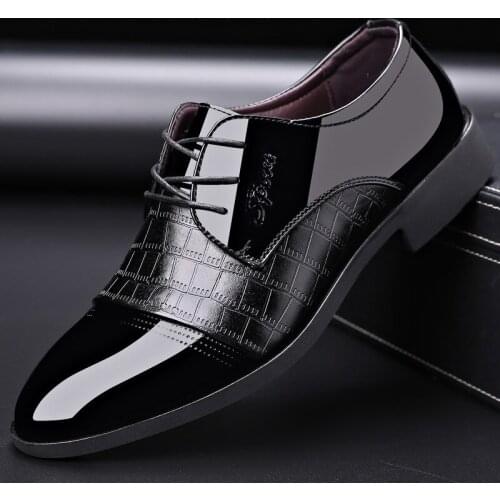 Mazefeng Brand Mens Leather Formal Shoes Lace Up Dress Shoes Oxfords Fashion Retro Shoes Elegant Work Footwear Men Dress Shoes