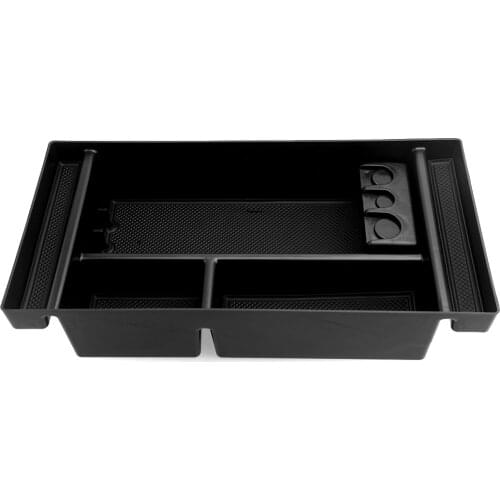 Black Cae Center Console Organizer Tray Case w/ Coin Box & Slot Mat fit for Chevy Silverado GMC Sierra 1500