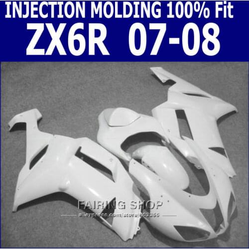 Pure white ZX-6R For Kawasaki Ninja zx6r 2008 08 Fairings 07 2007 Fairing kit (100%FIT) Injection molding S69