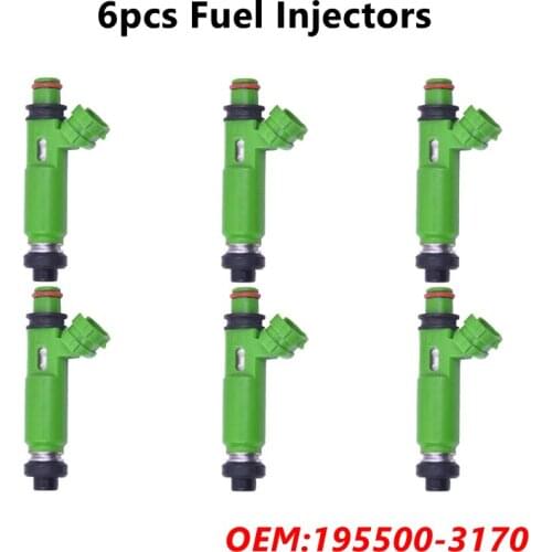 6pcs New Fuel Injectors For Mitsubishi Montero Sport 3.0L 6G72 1998-2003 195500-3170 1955003170 MD332733