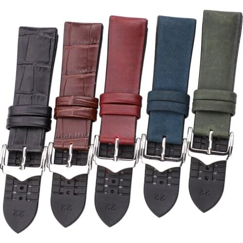 HENGRC Watch Band High Quality Cowhide Genuine Leather Rubber Watch Strap Bracelet 18mm - 24mm Women Men Watchbands