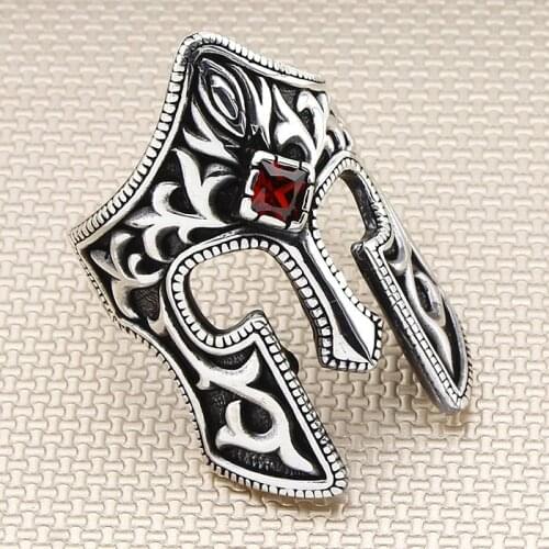 Sterling Silver Men Thumb Ring Oxidized Bowman Spartan Helmet Ring Handmade Warrior Ring For Men Made in Turkey