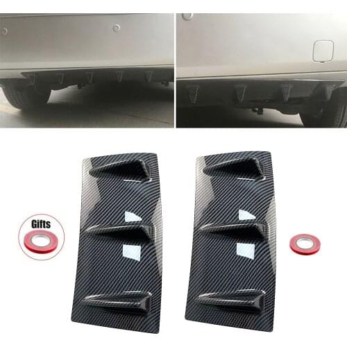 2 Pieces of 14" x 6" Universal Black ABS Lower Rear Bumper 3 Shark Fin Spoiler Wing Lip Diffuser Decorative Wings For All Models
