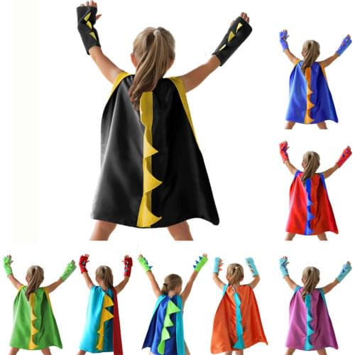 Dinosaur Costume Cape with Gloves Dino Cosplay Kids Halloween Dino Costume