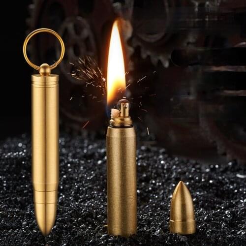 New Bullet Shaped Copper Kerosene Lighter Metal Open Flame Cool Lighters Smoking Accessories for Weed Cute for Girls