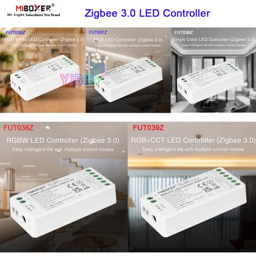 Miboxer Zigbee 3.0 LED Strip Light Controller DC12V 24V Max 12A Single Color/Dual White/RGB/RGBW/RGB CCT LED Lamp Tape dimmer