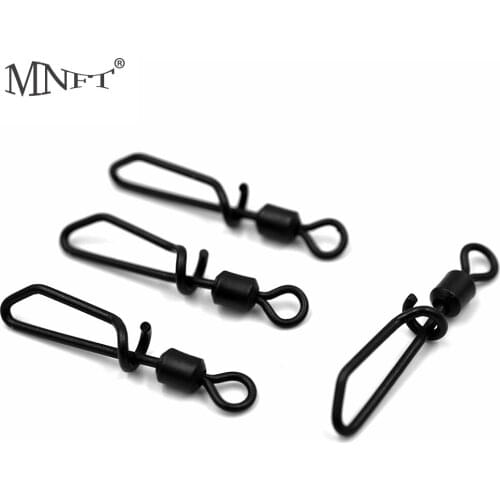 MNFT 20Pcs Stainless Steel Black Nickel Swivels Quick Change Snap Clips Rolling Swivel Fishing Connector