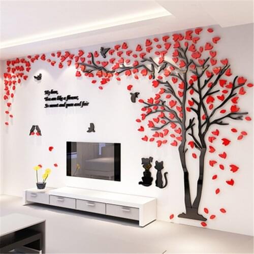 DIY Wall Stickers Tree Cat Dog Decor Decal Wedding Room Background Wallpaper Poster 13 Colors Art Wallsticker 3D Quality Acrylic