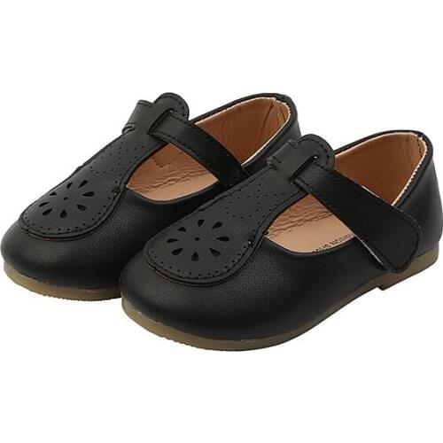 2021 Spring and Summer New Girls Leather Shoes Female Baby Hollow Breathable Casual Shoes Little Girls Soft Sole Toddler Shoes