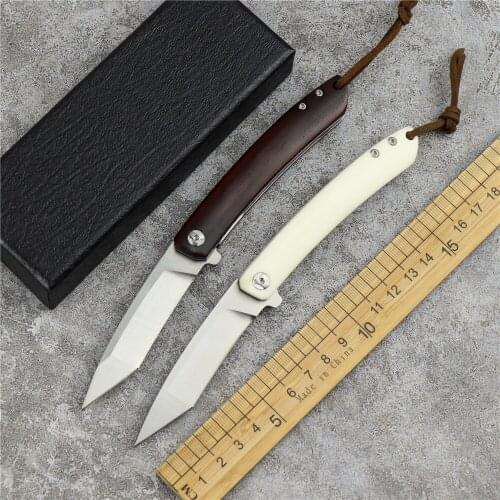 Hunting knife pocket folding knife 14C28N steel blade bone handle rosewood handle camping EDC tool