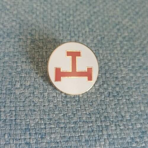 Wholesale York Rite Triple Tau White Circle Masonic Freemason Epola Lapel Pin with butterfly clutch