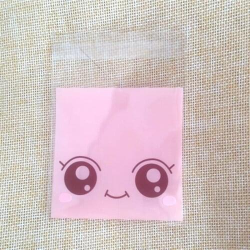 Wedding gift bag 100 pcs/lot Cute Face Clear Cellophane Cookie Packaging Bag plastic bags for biscuits Snack Packing 7cm*7cm