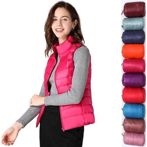 Ultra Light Duck Down Vest Womens Down Plus Size Waistcoat Women Matt Fabric Lightweight Vest Coat Warm Female Windbreaker Vest