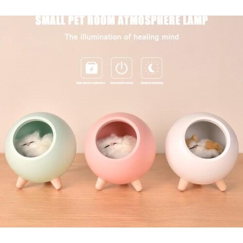 Sleeping Light Bedroom Bedside Table Lamp Home Decor Touch Dimming Night Light for Baby Bedside Cute Cats Charging Lamp