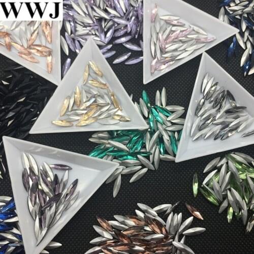 Rich Colors U choose ! 4x15mm Navette Glass Fancy Stone Horse Eye Bling Crystal For Jewelry Making,Garment Use