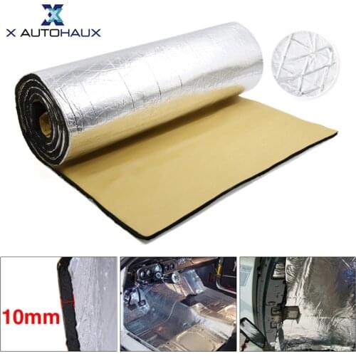X AUTOHAUX 394mil 10mm Thick 50/100cm*200cm/300cm Alumium Foil cotton Car Fender Engine Care Heat Sound Deadener Insulation Mat