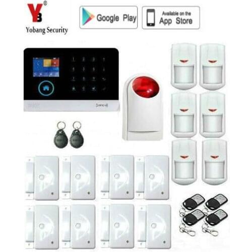 Yobang Security French Russian Spanish Voice Wireless Wired Home Security GSM Alarm System LCD Display Touch Key APP Control