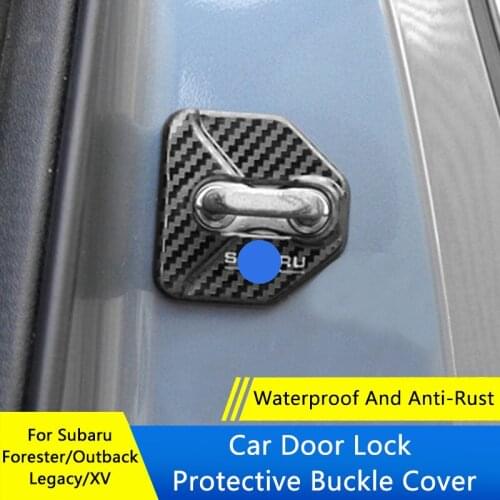 QHCP 4PC Car Door Lock Protect Buckle Cover Sticker Limiting Stopper Decor Stainless Steel For Subaru Forester Outback Legacy XV