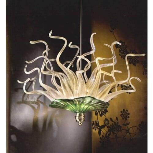 Green Chandelier Murano Hanging Lights for Bedroom LED Hand Blown Glass Art Chandelier Lamps Living Room Decoration