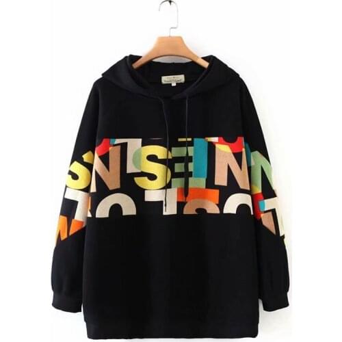 Hoodies Sweatshirt Women Spring Autumn Fashion Hooded Jacket Long-sleeved Plus Size Printing Coat Pullover Tops Sportswear K401
