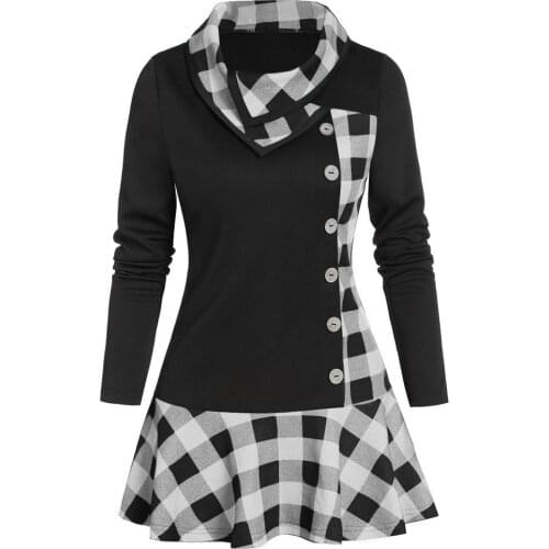 New Arrival 5XL Plus Size Tunic Shirt Female Fashion Button Long Sleeve Womens Clothing Pliad Print Ladies Tops blusas de mujer