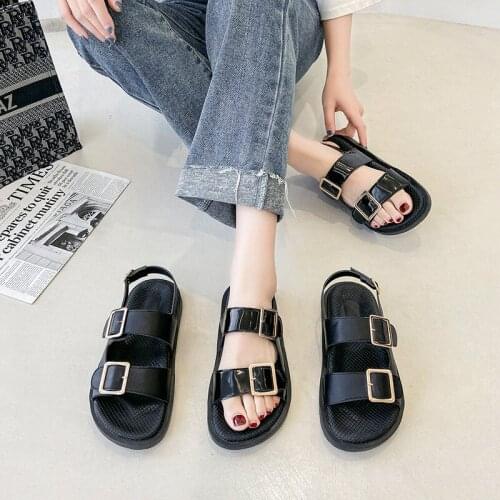 Smile Circle Summer Women Sandals Flats Platform shoes Fashion Casual Metal buckle Soft bottom Ladies sandals