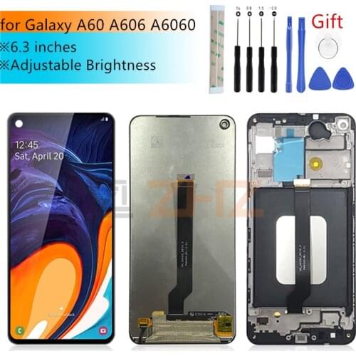 For Samsung A60 LCD Display a606 a6060 Touch Screen Digitizer Assembly +frame for galaxy a60 display replacement Repair parts